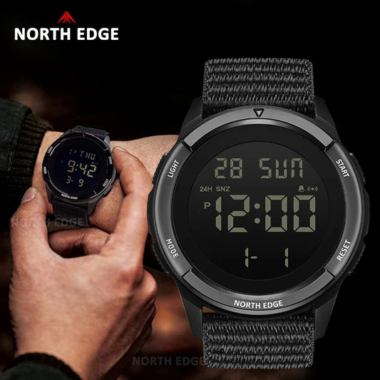 NORTH EDGE TERRAX Men's Digital Watch Sports Super Light Outdoor Watches Stopwatch Countdown Light Watch Men Waterproof 50M