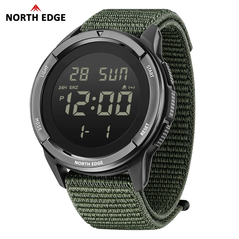 NORTH EDGE 2025 TERRAX Men's Sports Digital Military Watches Outdoor Fun Swimming Waterproof 50m Stopwatch Countdown Light Watch