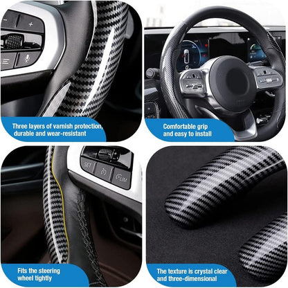 [Carbon Fiber Steering Wheel Cover] Non-Slip Carbon Fiber Steering Wheel Cover - Upgrade Your Driving Experience