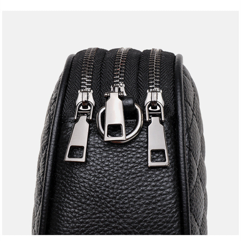 New Retro Cowhide Diamond Embroidery Thread Shoulder Messenger Bag