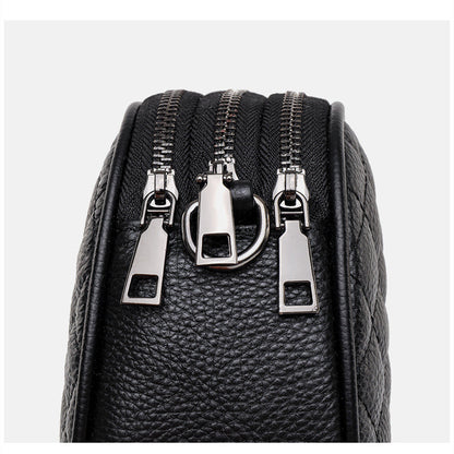 New Retro Cowhide Diamond Embroidery Thread Shoulder Messenger Bag