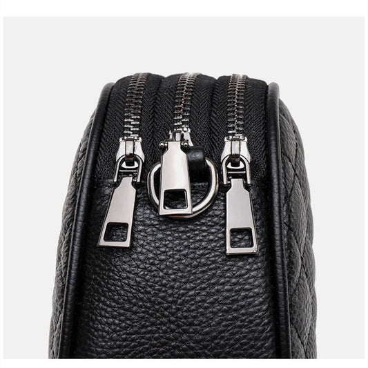 New Retro Cowhide Diamond Embroidery Thread Shoulder Messenger Bag