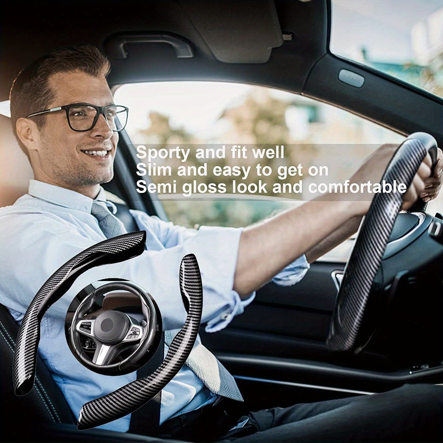 [Carbon Fiber Steering Wheel Cover] Non-Slip Carbon Fiber Steering Wheel Cover - Upgrade Your Driving Experience