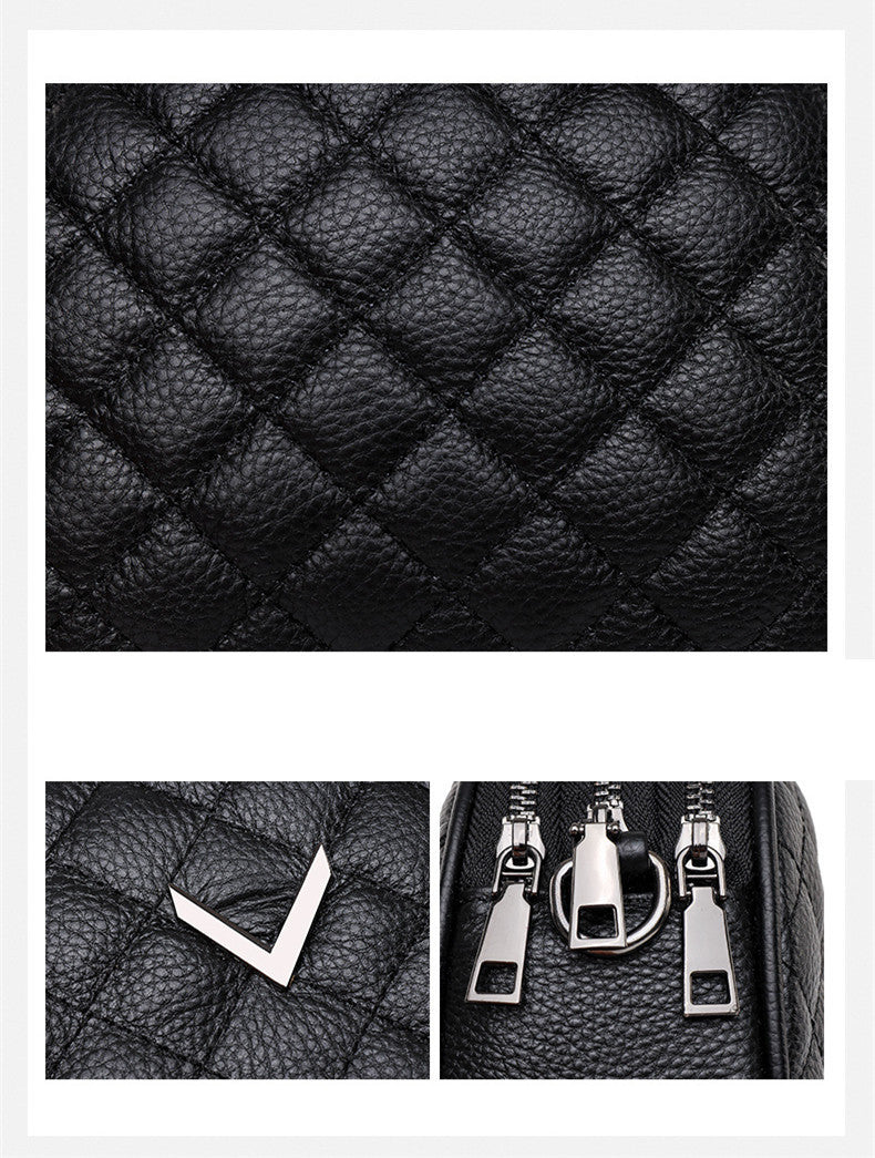 New Retro Cowhide Diamond Embroidery Thread Shoulder Messenger Bag