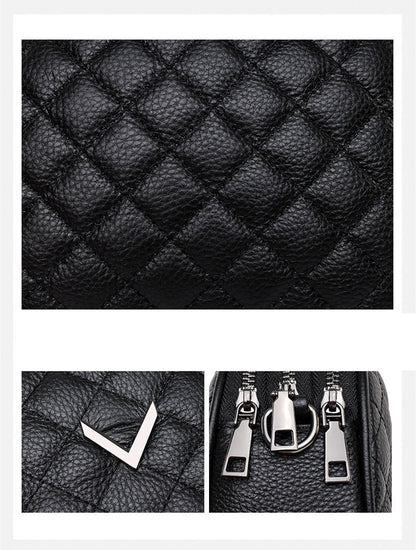 New Retro Cowhide Diamond Embroidery Thread Shoulder Messenger Bag