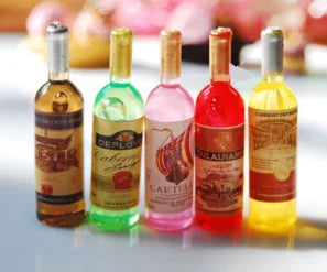 1/12 Miniature Wine Bottles Dollhouse Kitchen Accessories - Mini Dolls House Living Room Accessories Beer Drink Bottles