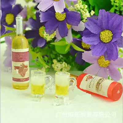 1/12 Miniature Wine Bottles Dollhouse Kitchen Accessories - Mini Dolls House Living Room Accessories Beer Drink Bottles