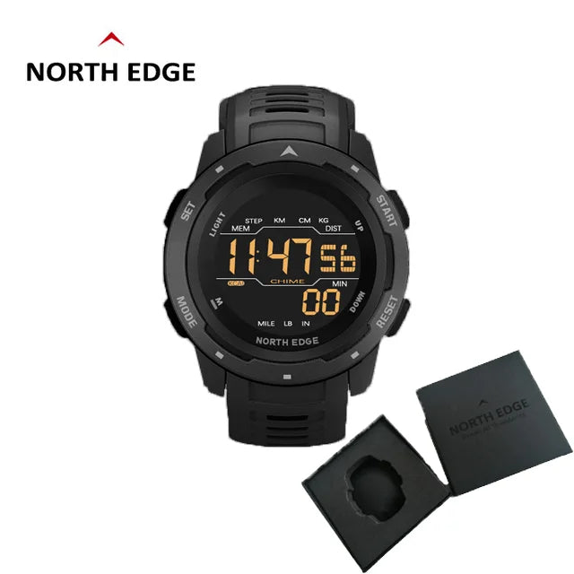 NORTH EDGE Mars Men Digital Watch Men's Military Sport Watches Waterproof 50M Pedometer Calories Stopwatch Hourly Alarm Clock