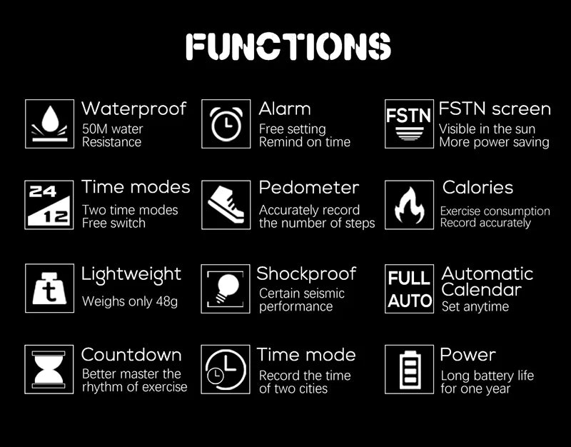 NORTH EDGE Mars Men Digital Watch Men's Military Sport Watches Waterproof 50M Pedometer Calories Stopwatch Hourly Alarm Clock