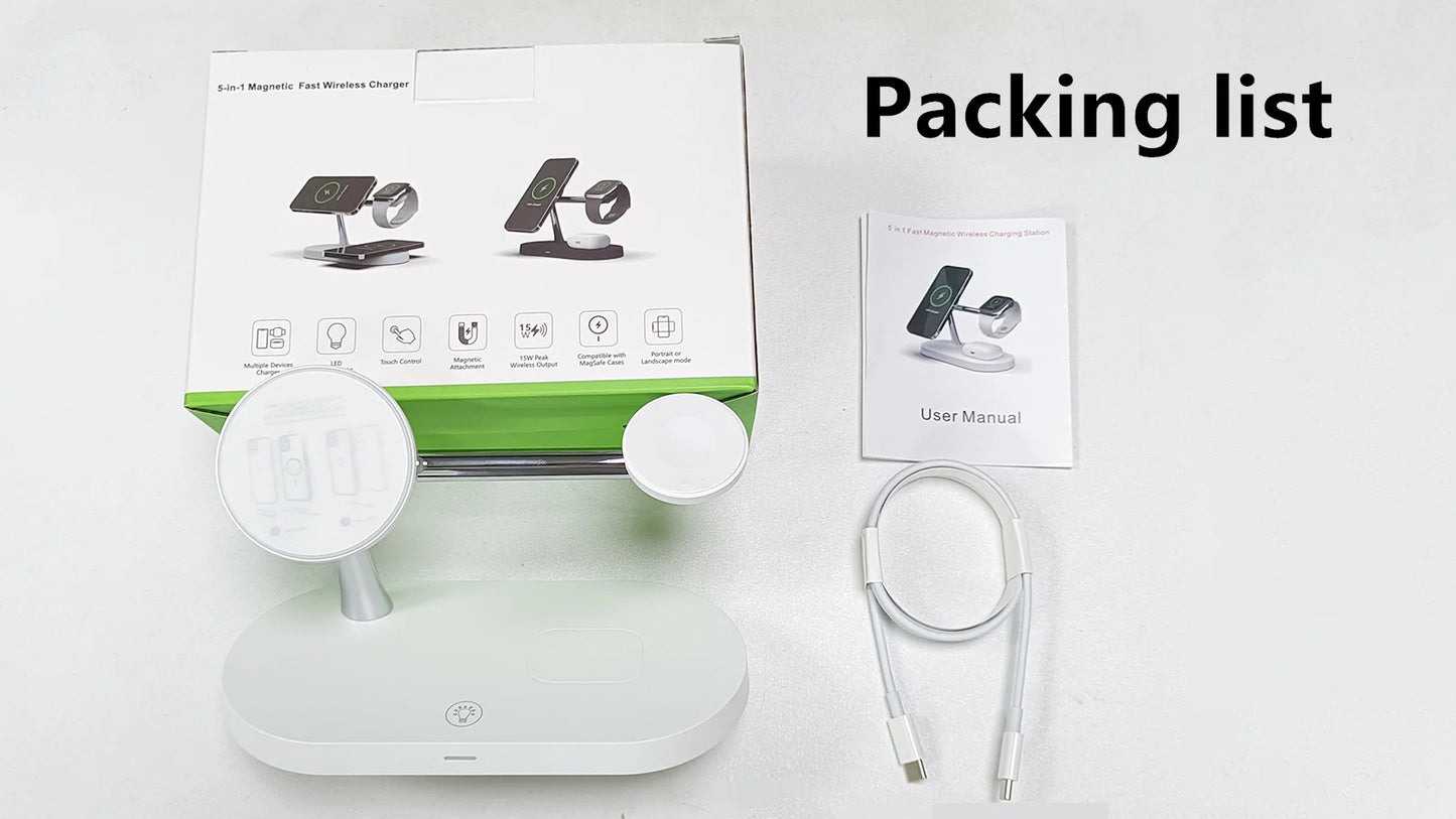 3 in 1 Wireless Charger Stand For iPhone 12/13/14/15/16/17 Fast Charging Station for Apple Watch 10 9 8 7 6 5 4 Airpods 2 3 Pro