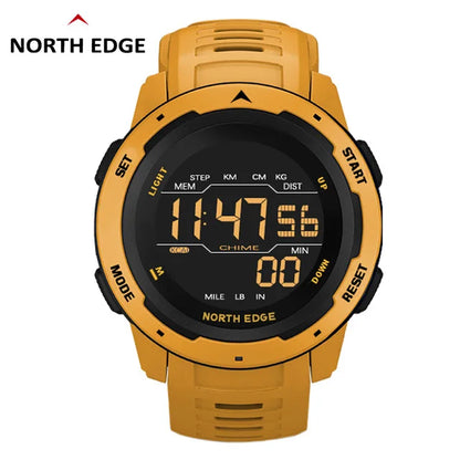 NORTH EDGE Mars Men Digital Watch Men's Military Sport Watches Waterproof 50M Pedometer Calories Stopwatch Hourly Alarm Clock