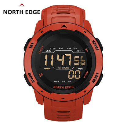NORTH EDGE Mars Men Digital Watch Men's Military Sport Watches Waterproof 50M Pedometer Calories Stopwatch Hourly Alarm Clock