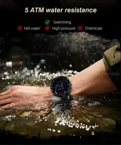 NORTH EDGE TERRAX Men's Digital Watch Sports Super Light Outdoor Watches Stopwatch Countdown Light Watch Men Waterproof 50M