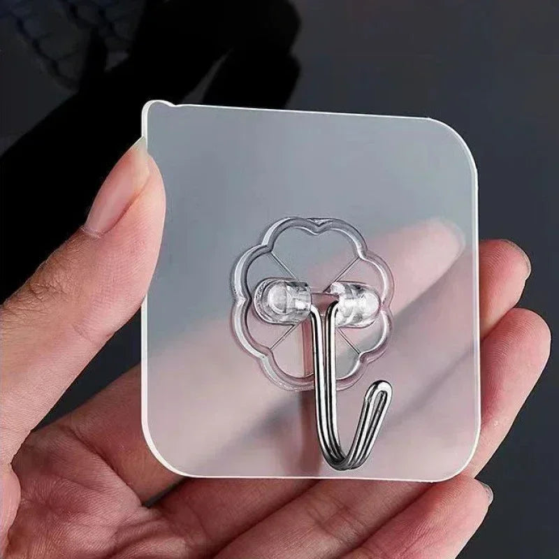 1-100PcsTransparent Self adhesive wall hooks Multi-Purpose Wall Hook Key Holder Towel Holder For Kitchen Bathroom Accessories