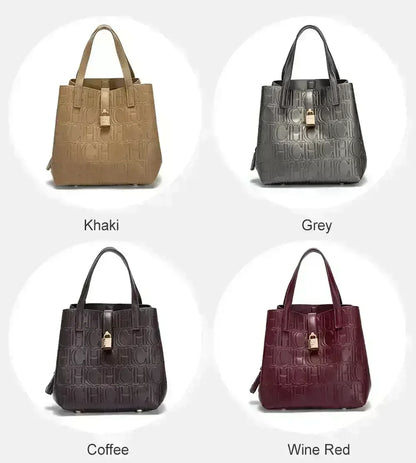 Embossed Ladies Crossbody Bag Letter Printing Design Ladies Handbag Large Capacity Tote Bag Elegant Temperament Ladies Should