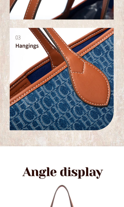 CHCH Women's Tote Bag New Simple Double sided Available Mother and Child Large Capacity Casual Handbag Shopping Bag