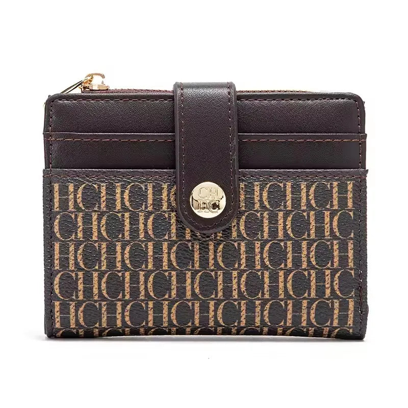 Luxury Brand Classic Retro Square Design Card Case Fashion Button Classic Folding Money Clip Compact Lightweight Luxury Women