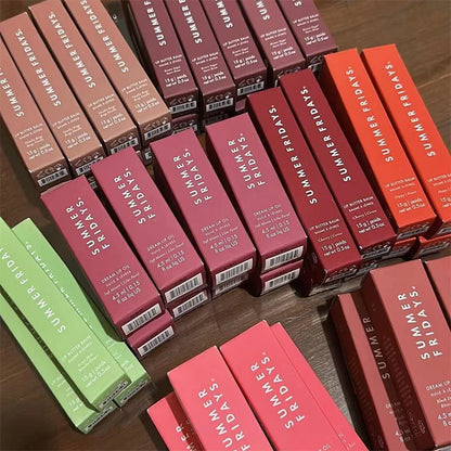 مجموعة أحمر الشفاه المرطب الشفاف بلون الفانيليا البيج من مجموعة Summer Friday's، أنبوب ناعم ناعم، ملمع شفاه، مكياج شفاه