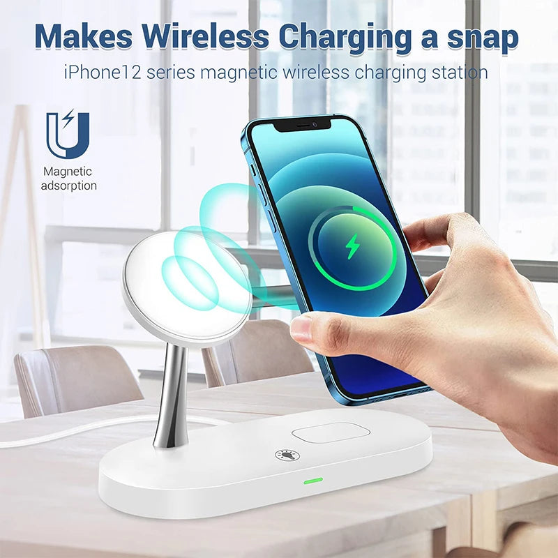 3 in 1 Wireless Charger Stand For iPhone 12/13/14/15/16/17 Fast Charging Station for Apple Watch 10 9 8 7 6 5 4 Airpods 2 3 Pro