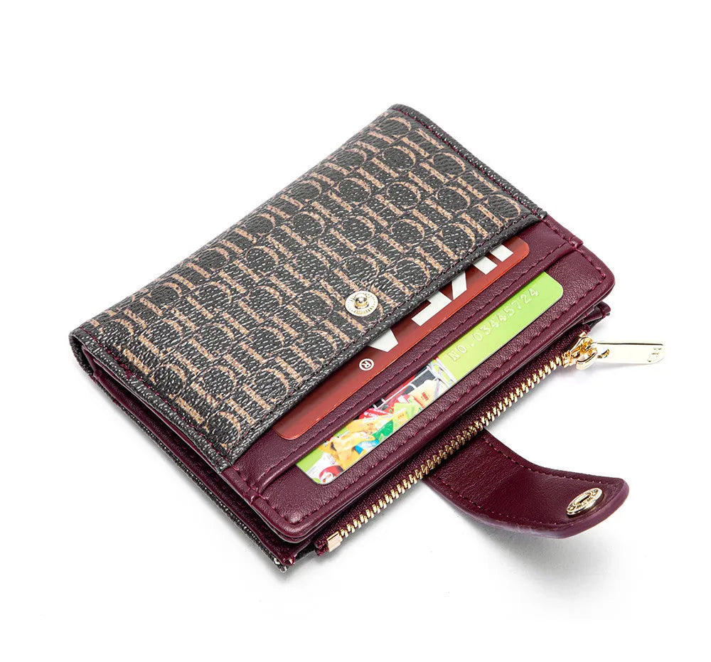 Luxury Brand Classic Retro Square Design Card Case Fashion Button Classic Folding Money Clip Compact Lightweight Luxury Women