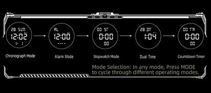 NORTH EDGE 2025 TERRAX Men's Sports Digital Military Watches Outdoor Fun Swimming Waterproof 50m Stopwatch Countdown Light Watch