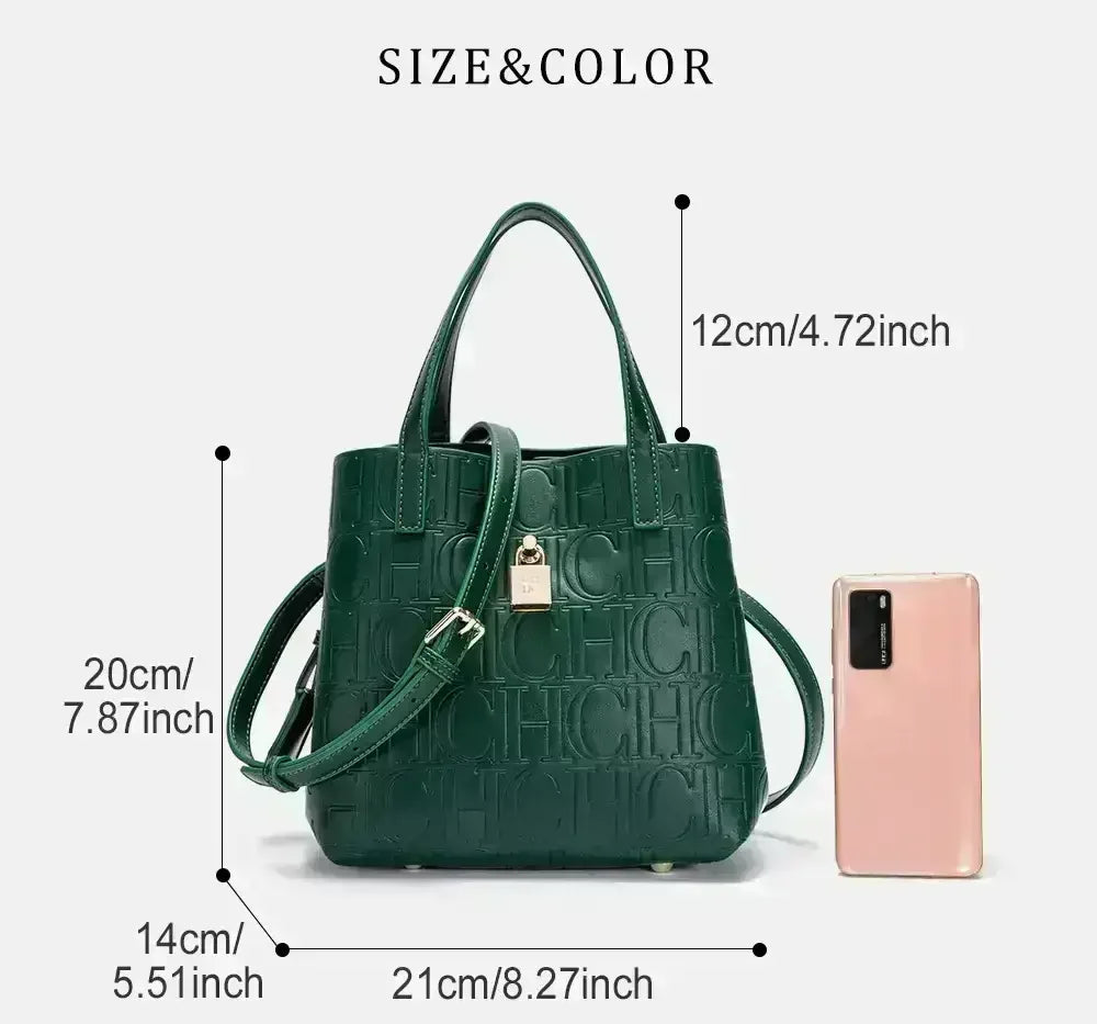 Embossed Ladies Crossbody Bag Letter Printing Design Ladies Handbag Large Capacity Tote Bag Elegant Temperament Ladies Should