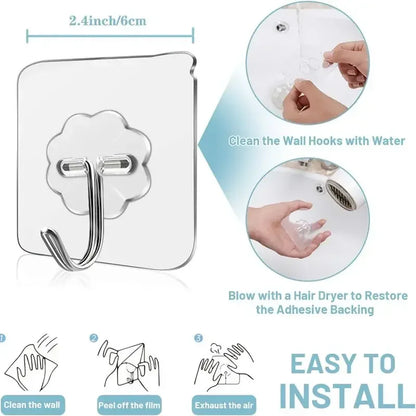 1-100PcsTransparent Self adhesive wall hooks Multi-Purpose Wall Hook Key Holder Towel Holder For Kitchen Bathroom Accessories