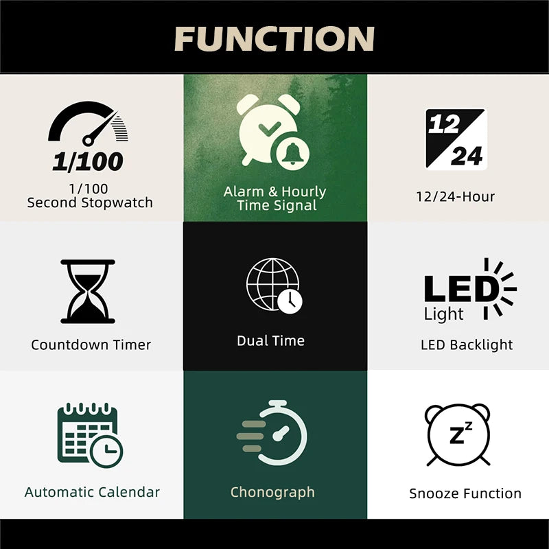 NORTH EDGE TERRAX Men's Digital Watch Sports Super Light Outdoor Watches Stopwatch Countdown Light Watch Men Waterproof 50M