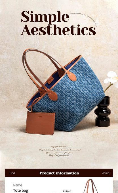 CHCH Women's Tote Bag New Simple Double sided Available Mother and Child Large Capacity Casual Handbag Shopping Bag