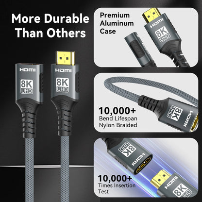 HDMI 2.1 Extension cable 8K HDMI 2.1 Cable Male to Female Extension 8K@60Hz 4K@120Hz For HDTV RTX PS5 Xbox HDR Video  PC Laptop