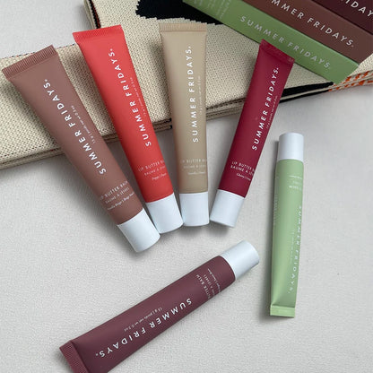 مجموعة أحمر الشفاه المرطب الشفاف بلون الفانيليا البيج من مجموعة Summer Friday's، أنبوب ناعم ناعم، ملمع شفاه، مكياج شفاه