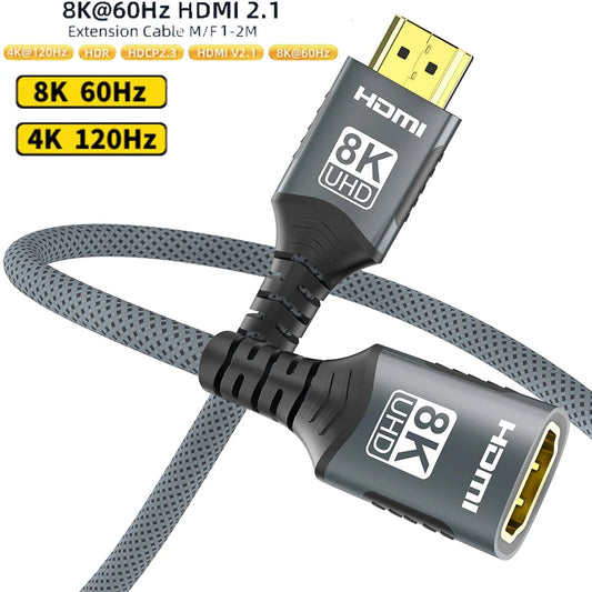 HDMI 2.1 Extension cable 8K HDMI 2.1 Cable Male to Female Extension 8K@60Hz 4K@120Hz For HDTV RTX PS5 Xbox HDR Video  PC Laptop