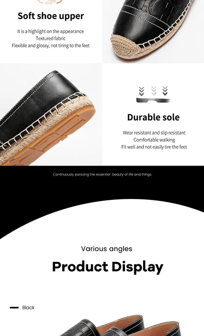 CHCH Women's Beach Shoes 2025 New Anti slip Handmade Hemp Bottom Flat Shoes Mommy Gift Casual Shoes