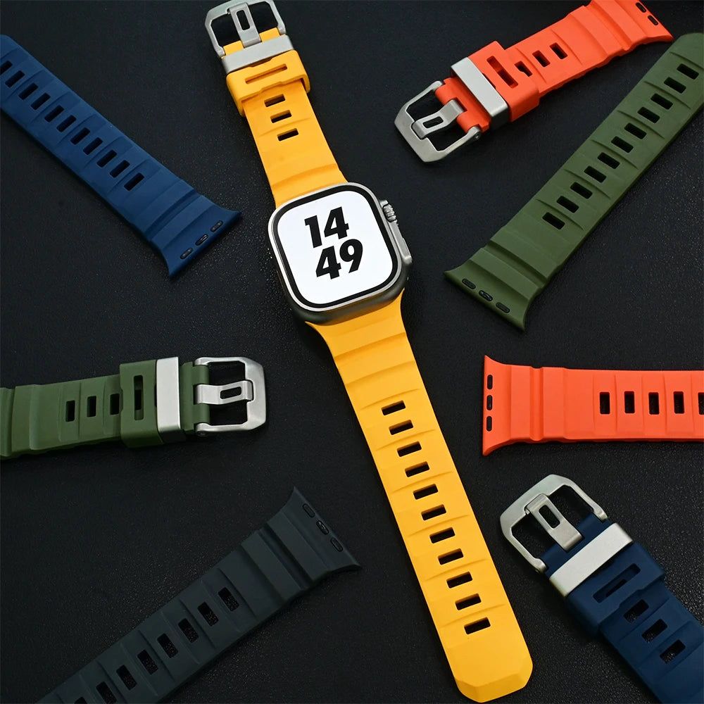 Trail Silicone Band for Apple Watch Ultra 3 2 49mm Strap 46mm 45mm 44mm Sport Bracelet for iWatch Series 11 10 Ultra 9 8 7 6 SE3