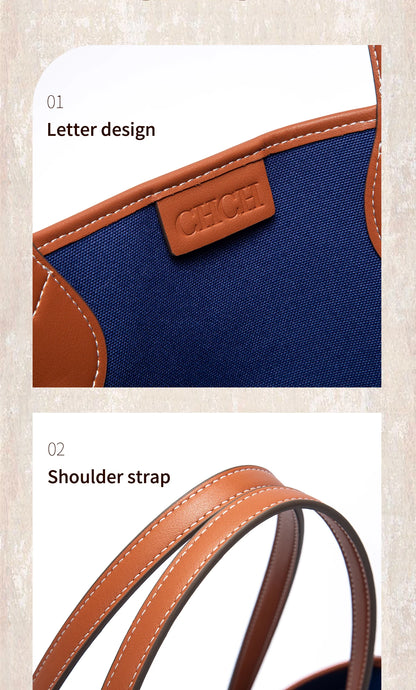 CHCH Women's Tote Bag New Simple Double sided Available Mother and Child Large Capacity Casual Handbag Shopping Bag