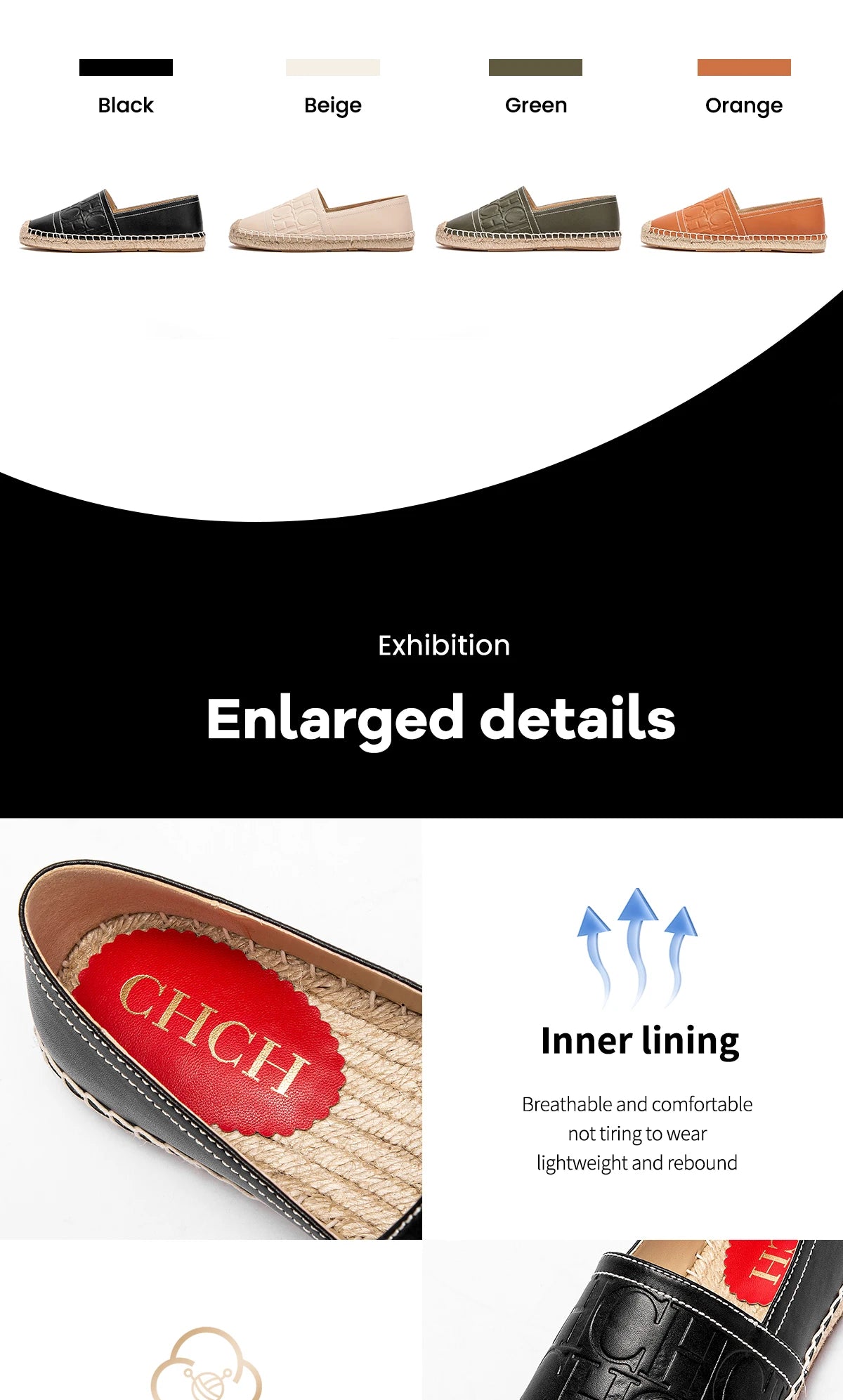 CHCH Women's Beach Shoes 2025 New Anti slip Handmade Hemp Bottom Flat Shoes Mommy Gift Casual Shoes