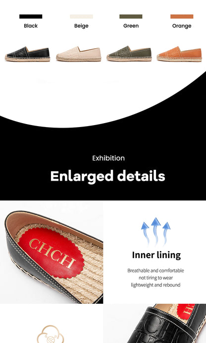 CHCH Women's Beach Shoes 2025 New Anti slip Handmade Hemp Bottom Flat Shoes Mommy Gift Casual Shoes