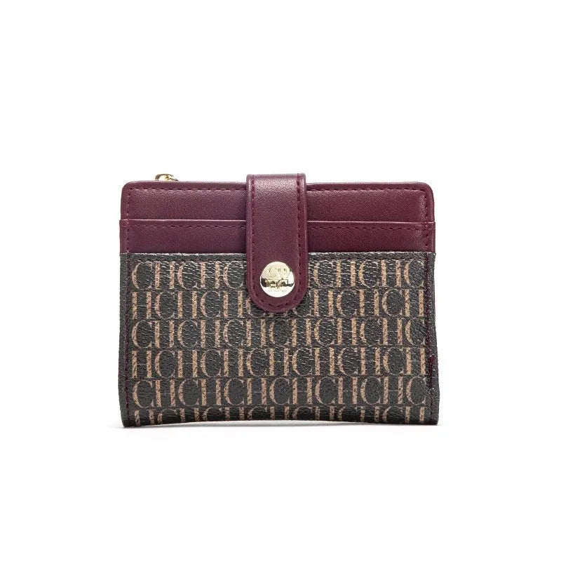 Luxury Brand Classic Retro Square Design Card Case Fashion Button Classic Folding Money Clip Compact Lightweight Luxury Women