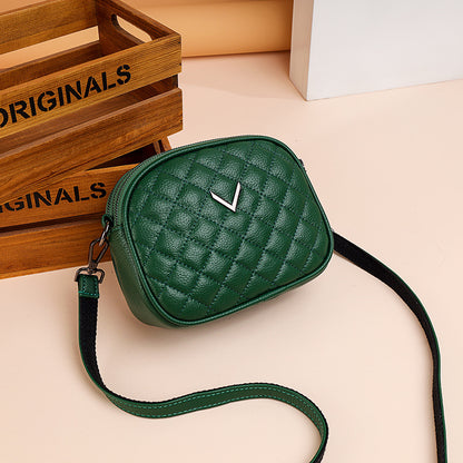 New Retro Cowhide Diamond Embroidery Thread Shoulder Messenger Bag